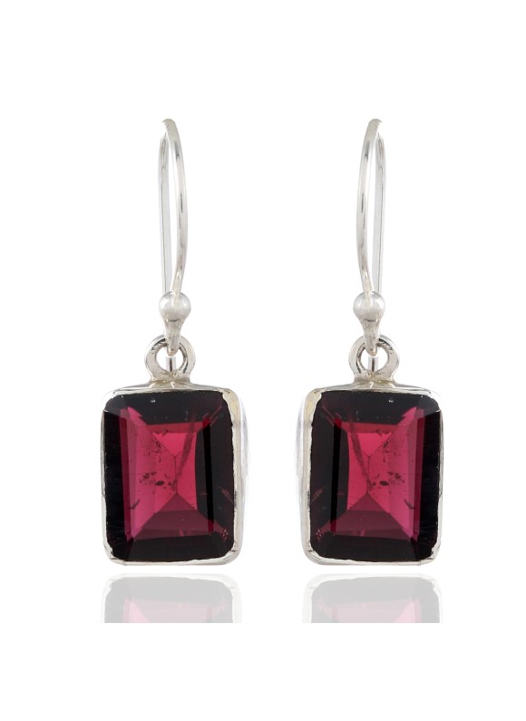 925 Sterling silver Cut stone Garnet Earrings