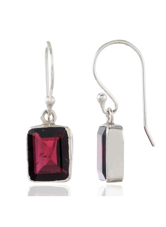 925 Sterling silver Cut stone Garnet Earrings