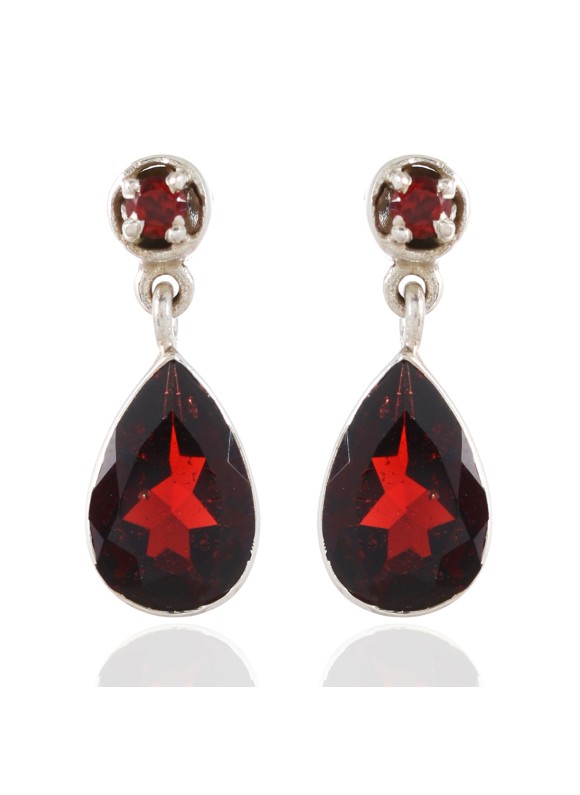 925 Sterling silver Cut stone Garnet Earrings