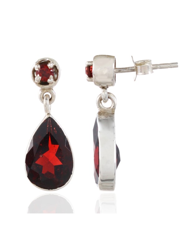 925 Sterling silver Cut stone Garnet Earrings