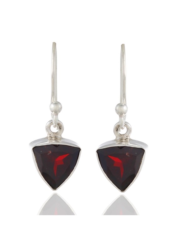 925 Sterling silver Cut Stone Garnet Earrings