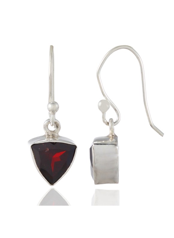 925 Sterling silver Cut Stone Garnet Earrings