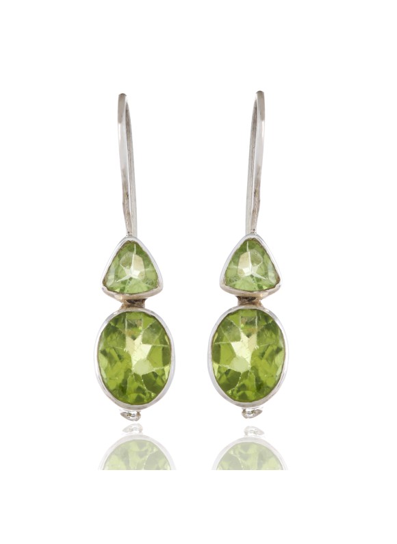 925 Sterling silver Cut stone Peridot Earrings