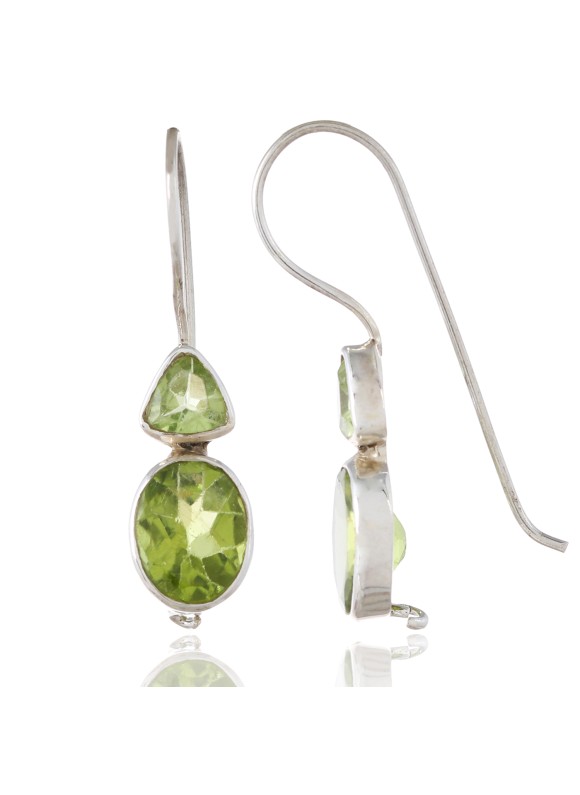 925 Sterling silver Cut stone Peridot Earrings