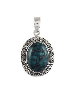 925 Sterling silver Cabochon Tibetan Turquoise Pendant 