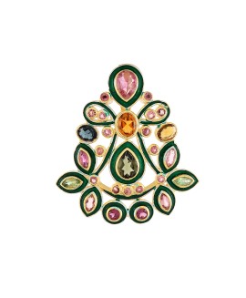 925 Sterling silver Cut Stone Citrine & Tourmaline Pendant with Enamel