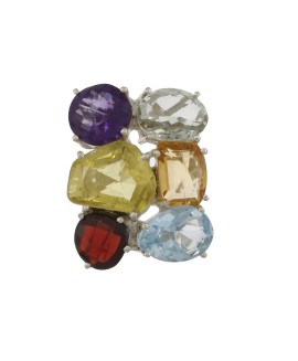 925 Sterling silver Blue Topaz, Citrine, Garnet, Lemon Quartz, Green Amethyst & Amethyst Rings
