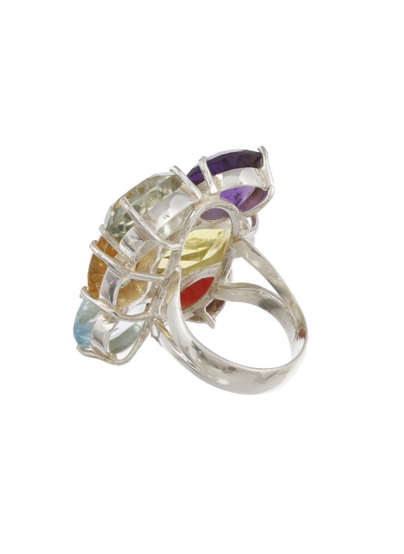 925 Sterling silver Blue Topaz, Citrine, Garnet, Lemon Quartz, Green Amethyst & Amethyst Rings