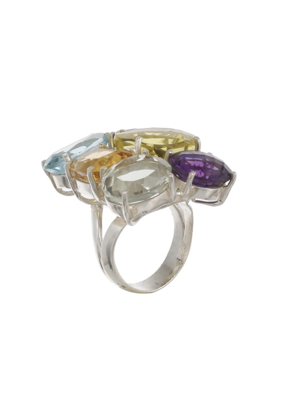 925 Sterling silver Blue Topaz, Citrine, Garnet, Lemon Quartz, Green Amethyst & Amethyst Rings