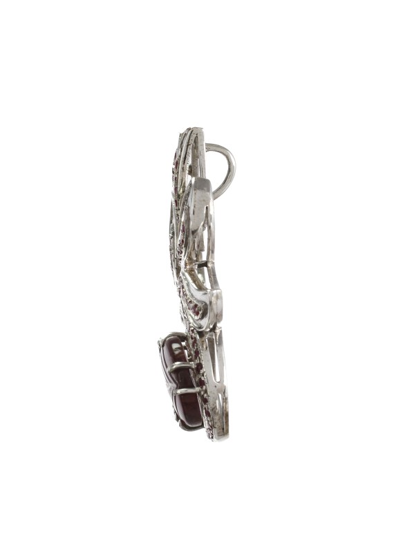 925 Sterling silver Cut Stone Ruby & Tourmaline Pendant