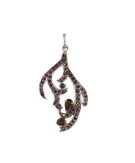 925 Sterling silver Ruby & Tourmaline Pendant