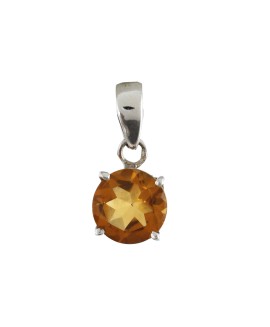 925 Sterling silver Round Cut Stone Citrine Pendant