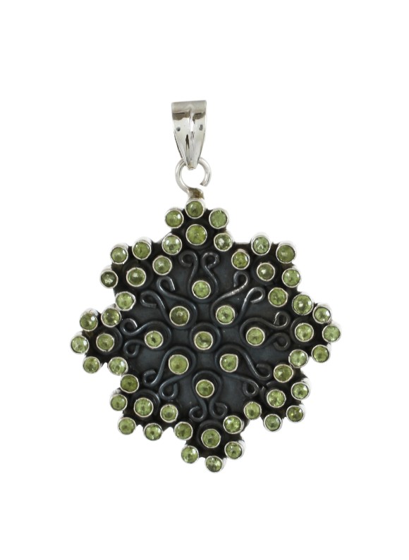 925 Sterling silver Peridot Pendant in Black Rhodium 