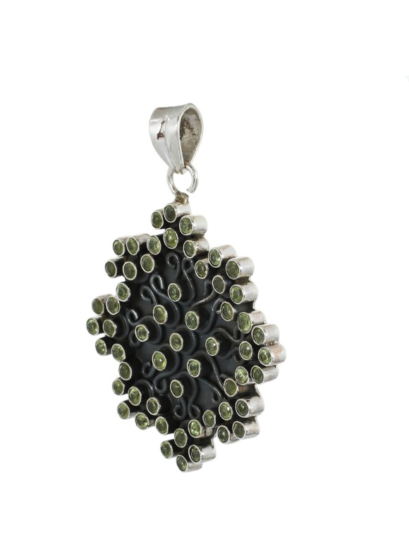 925 Sterling silver Peridot Pendant in Black Rhodium 