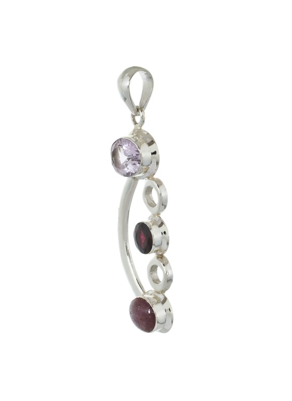 925 Sterling silver Pendant with Amethyst, Garnet & Ruby Star
