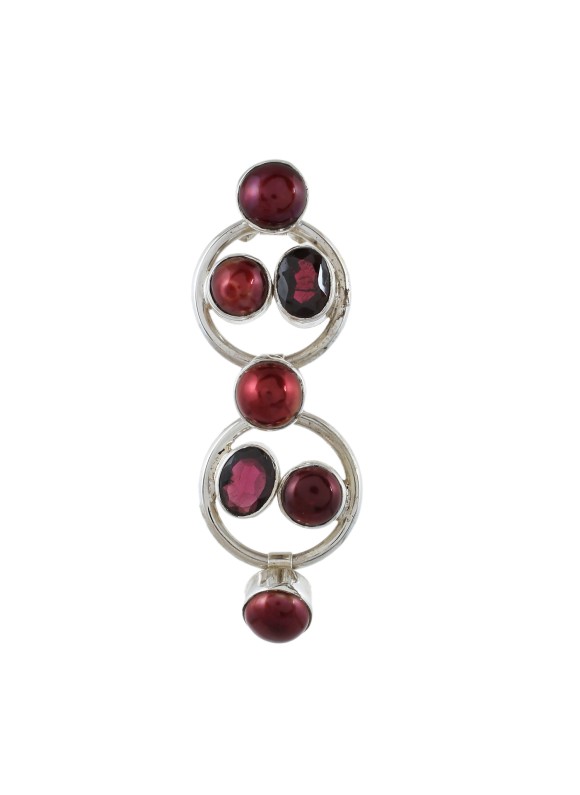 925 Sterling silver Pendant with Garnet & Pearl