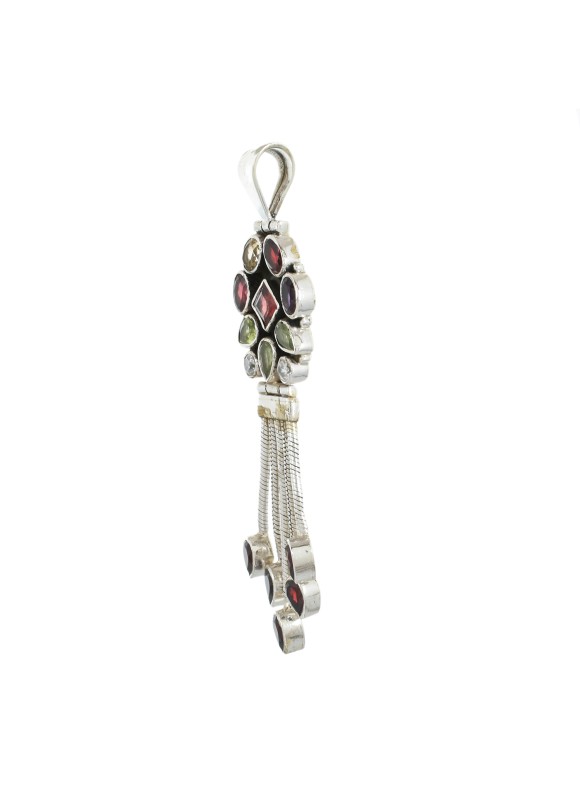 925 Sterling silver Garnet, Citrine, Amethyst, Peridot & Tourmaline Pendant