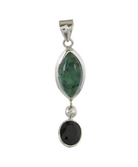 925 Sterling silver Ruby Zoisite & Black onyx Pendant