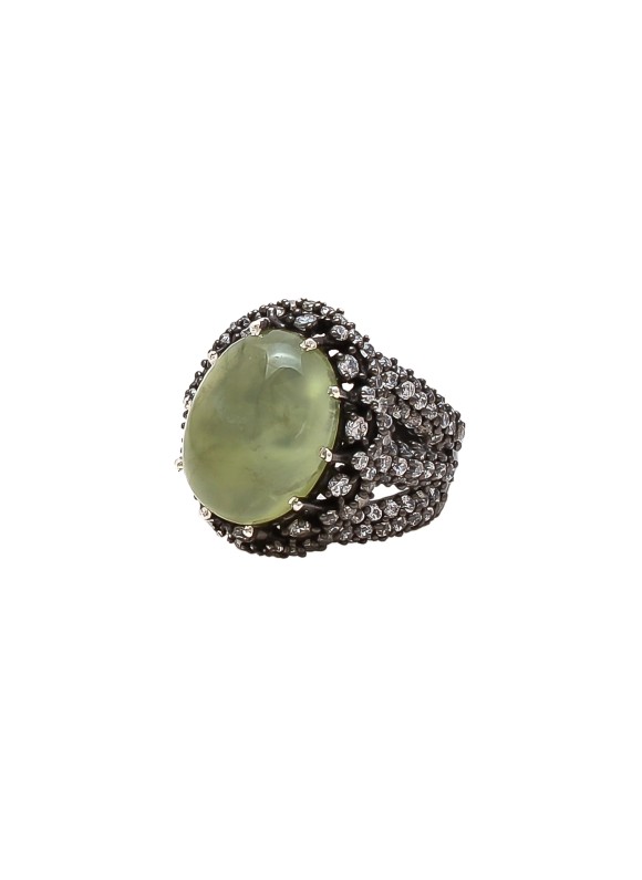 925 Sterling silver Prehnite Ring