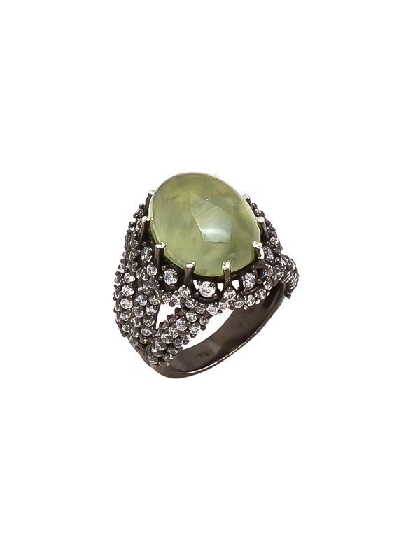 925 Sterling silver Prehnite Ring