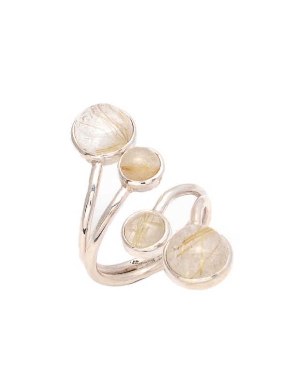 925 Sterling Silver Golden Rutile Ring