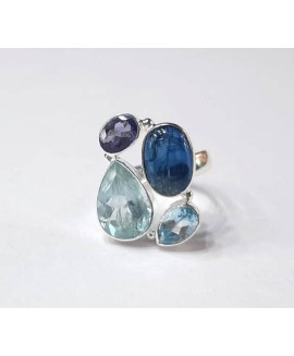 Delicate Blue Topaz Iolite Aquamarine Kyanite Rings Handmade jewelry Rings for women party gift for her Statement rings