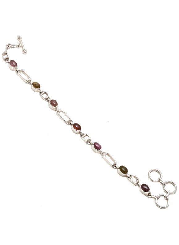 925 Sterling silver Cut Stone Tourmaline Bracelet