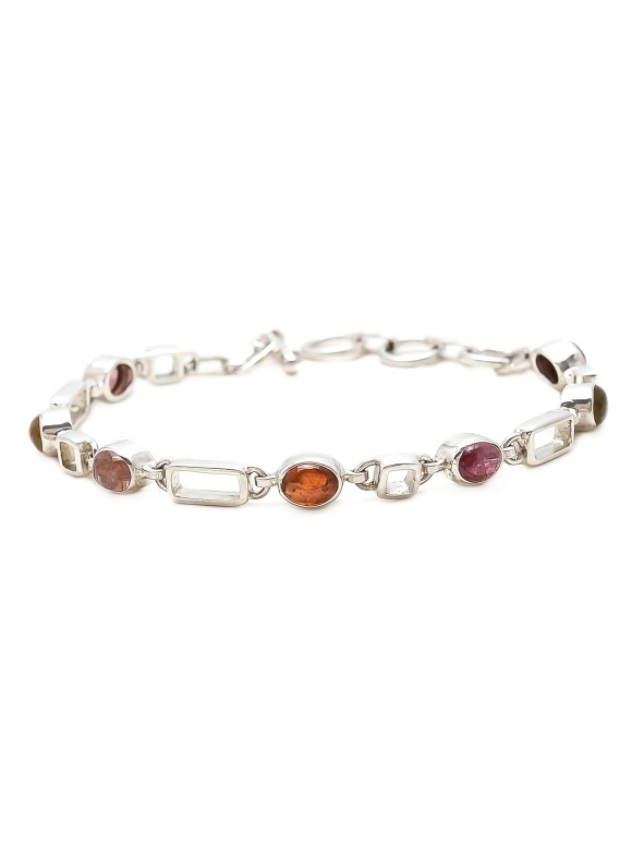 925 Sterling silver Cut Stone Tourmaline Bracelet