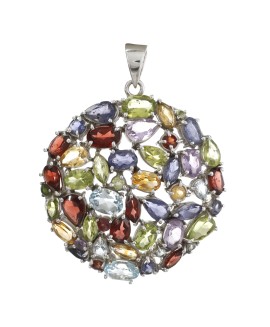 925 Sterling silver Citrine, Amethyst, Blue Topaz, Garnet, Peridot & Iolite Pendant