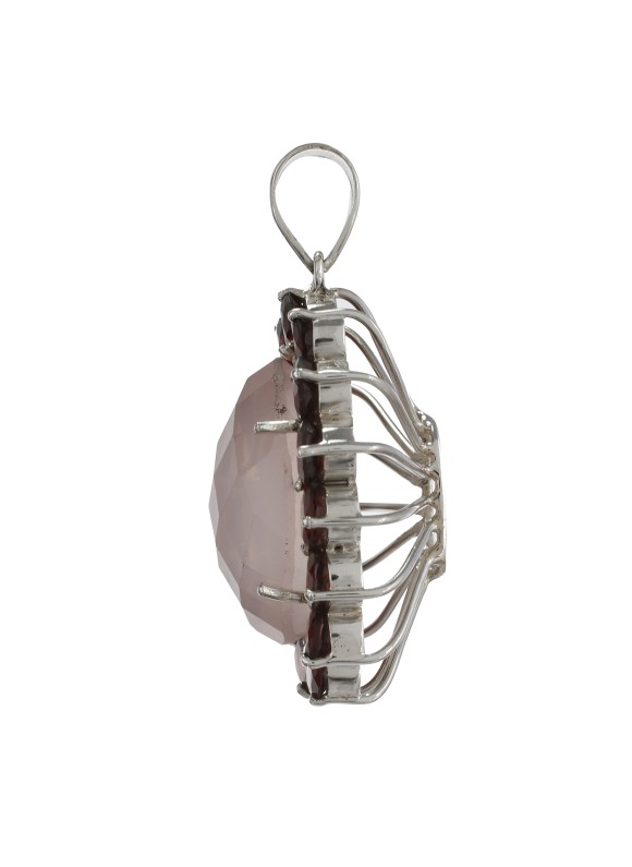 925 Sterling silver Garnet & Rose Quartz Pendant