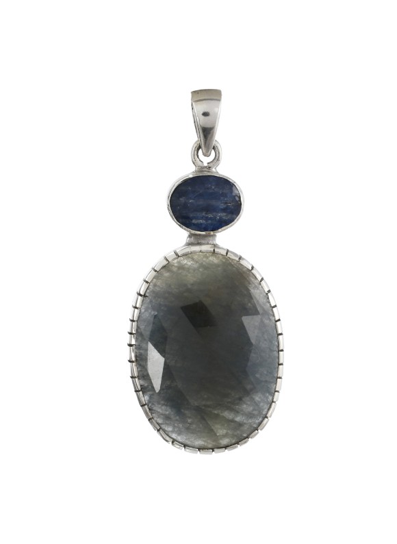 925 Sterling silver Cut Stone Wonder Sapphire & Blue Sapphire Pendant
