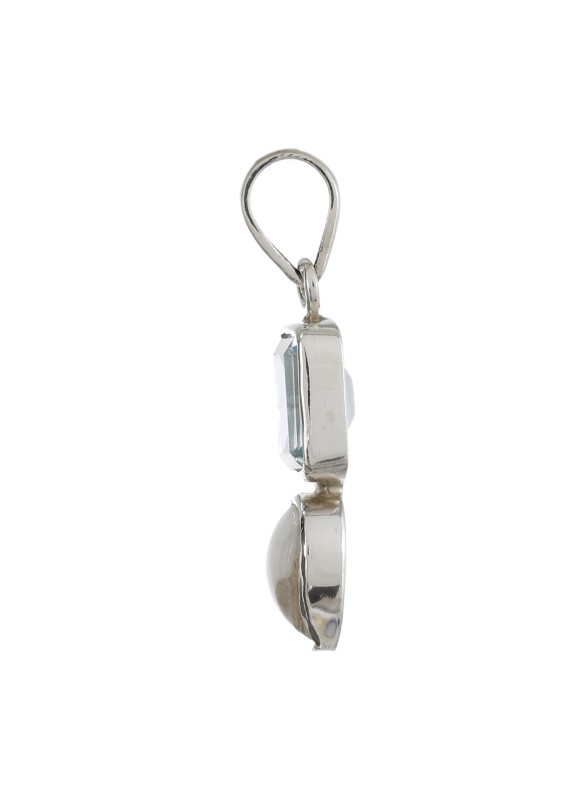 925 Sterling silver Pendant with Blue Topaz & Pearl