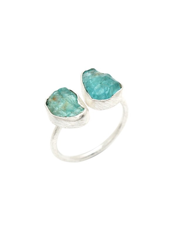 925 Sterling silver Apatite Rough Stone Rings