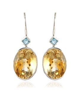 925 Sterling silver Citrine & Blue Topaz Earrings