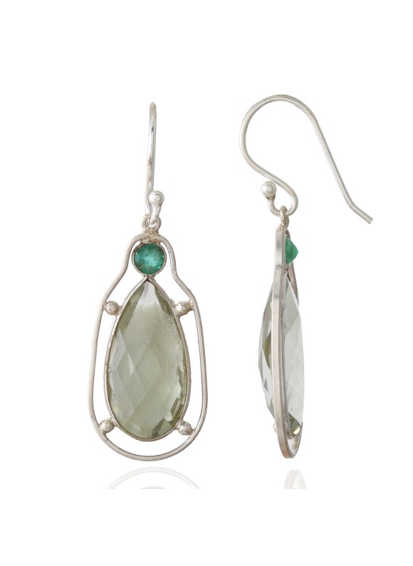 925 Sterling silver Emerald & Green Amethyst Earrings