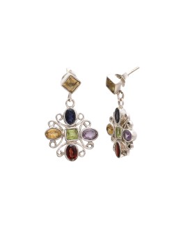 925 Sterling silver Amethyst, Citrine & Garnet Earrings