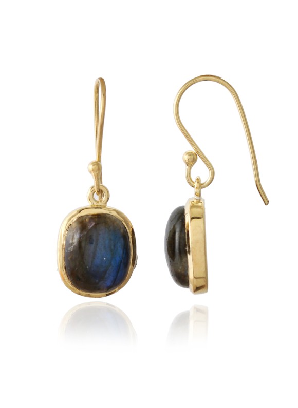 925 Sterling silver Labradorite Earrings with Gold Polish