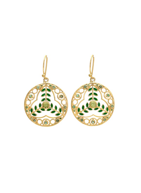 925 Sterling silver Emerald  & Peridot Cut Stone Earrings