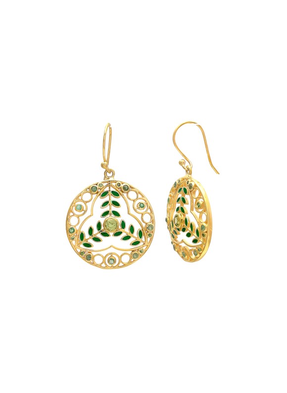 925 Sterling silver Emerald  & Peridot Cut Stone Earrings