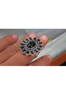 Black Onyx gemstone silver rings