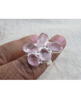  natural gemstone rose quartz adjustable ring, handmade silver ring, butterfly design ring, women wedding jewelry ,mother day gift,