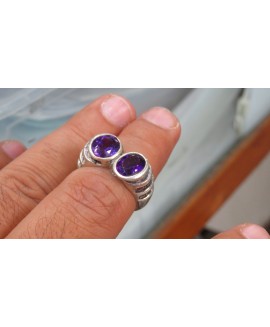 natural gemstone amethyst silver Rings