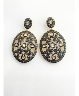 925 sterling silver Diamond Earrings with Cut Stone Citrine