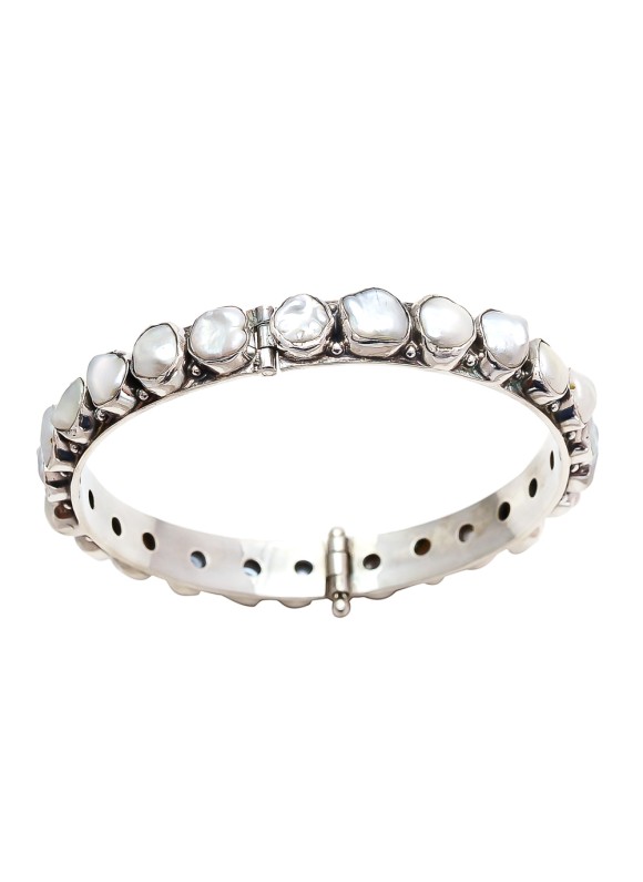 925 Sterling silver Bangle with Pearl
