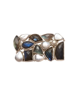 925 Sterling silver Broach with Labradorite & Pearl
