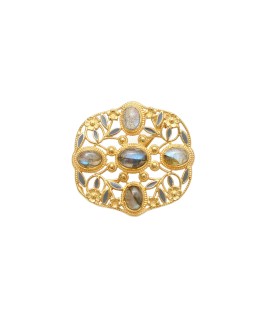 925 Sterling silver Broach with Labradorite in gold Polish
