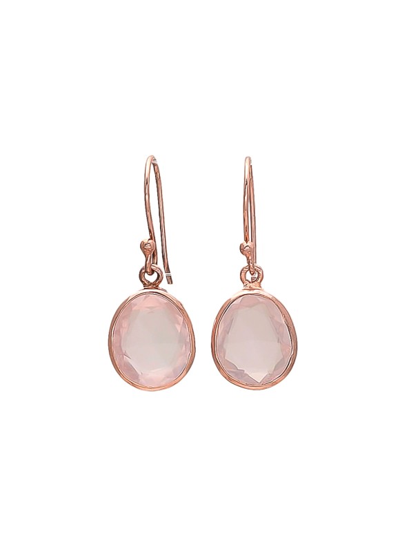 925 Sterling silver Cut Stone Rose Quartz Earrings