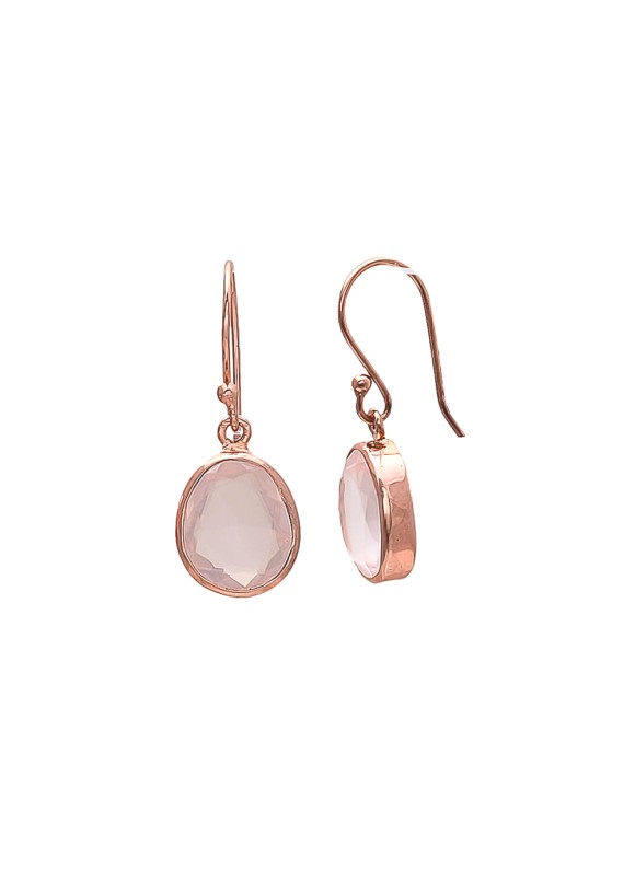 925 Sterling silver Cut Stone Rose Quartz Earrings