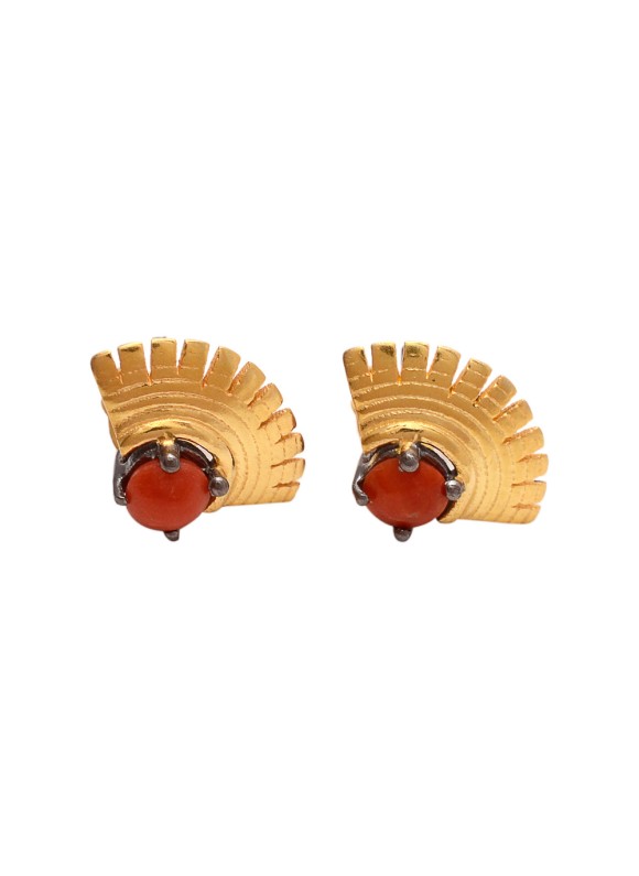 925 Sterling silver Coral Earrings with Gold Polsih