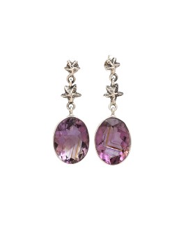 925 Sterling silver Cut stone Amethyst Earrings
